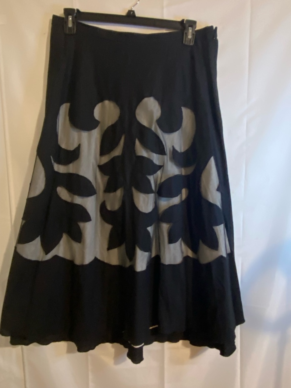 Nyica Black Skirt with Gray Floral Cutwork Panels Size 1X